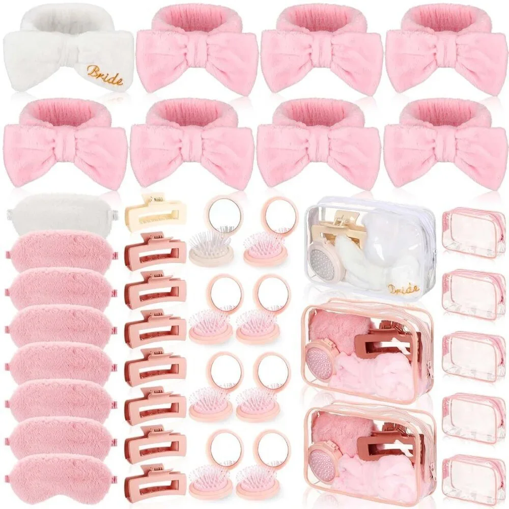 Sleepover Party Supplies 40 Pcs Spa Favors Eye Mask Makeup Bag Hair Clips